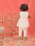 Girl's White Cotton Flock And Dhoti Set